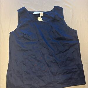 Navy Blue Linen Sleeveless Top